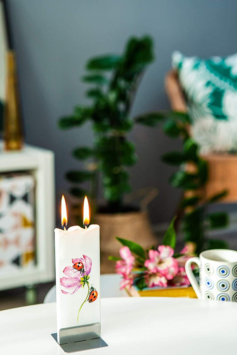 Ladybugs on a flower - Designer Candle Candles Foxyavenue UK