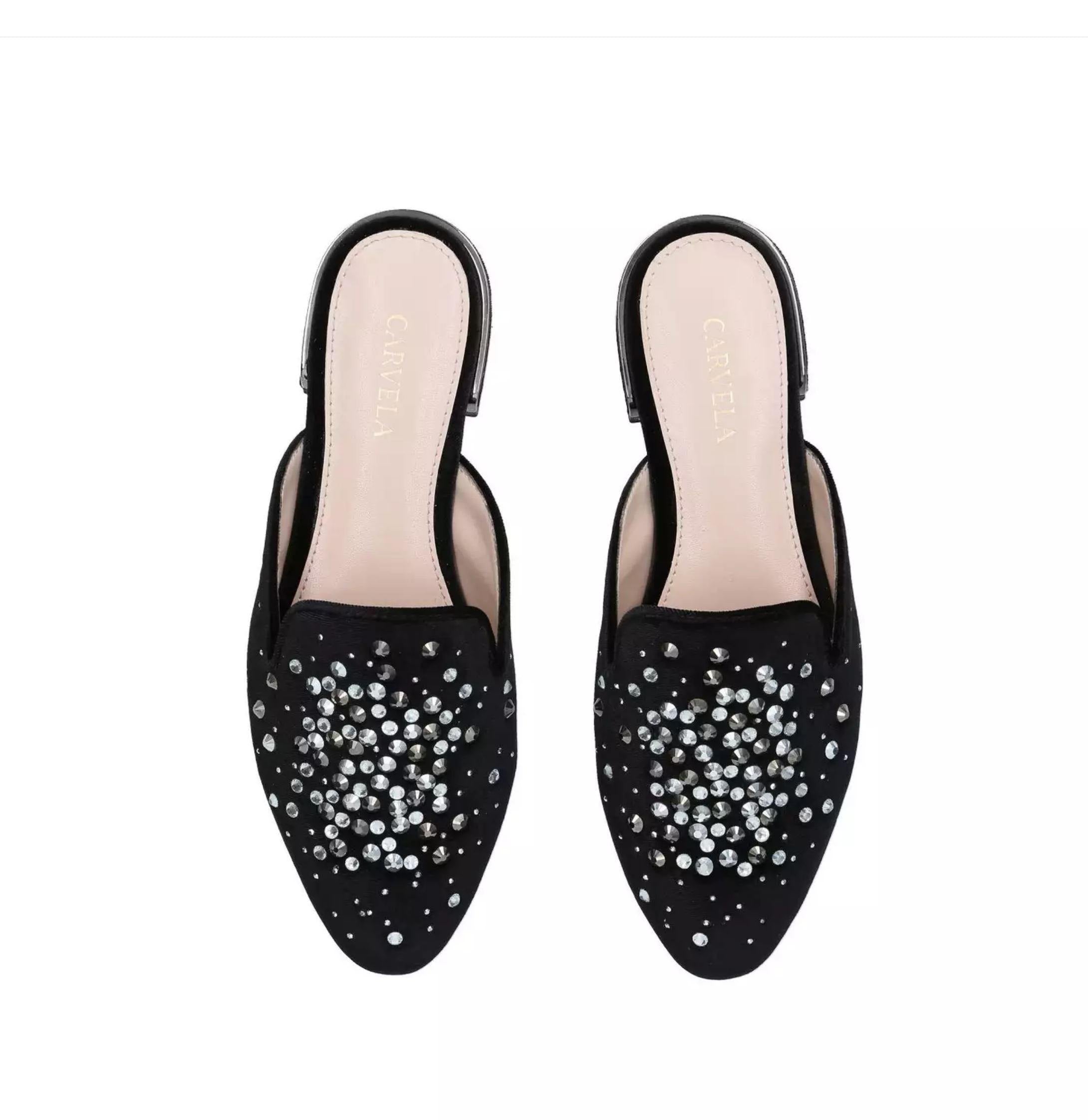 Lattifa Black Embellished Slip On Mules By Carvela Shoes Foxyavenue UK