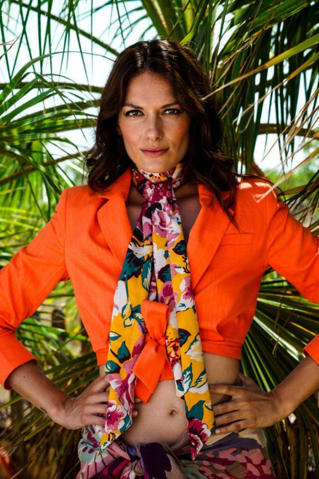 Leopard Floral Satin Neck Scarf Scarf Foxyavenue UK