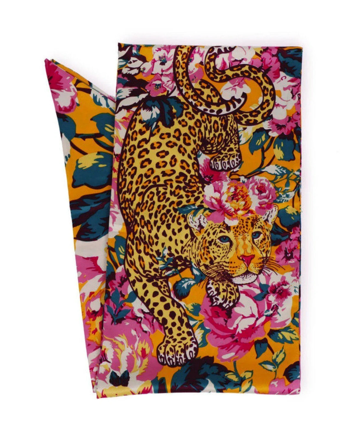 Leopard Floral Satin Neck Scarf Scarf Foxyavenue UK