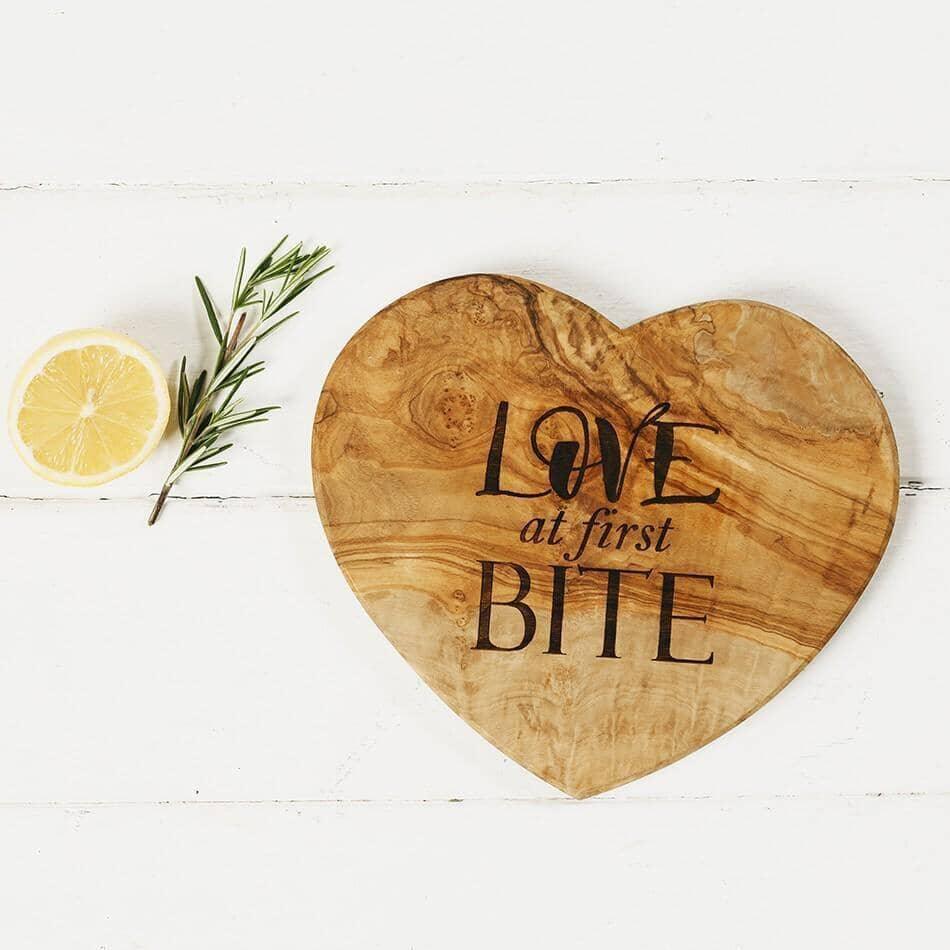 Love at First bite Heart Shaped Olive Board Tableware Foxyavenue UK