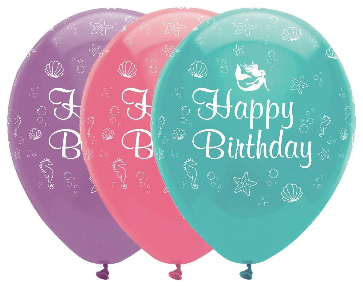 Mermaid Shine Latex Balloons All Round Print Party Decorations Foxyavenue UK
