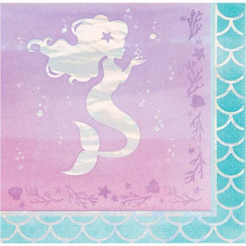 Mermaid Shine Luncheon Napkin Iridescent Foil Party Decorations Foxyavenue UK