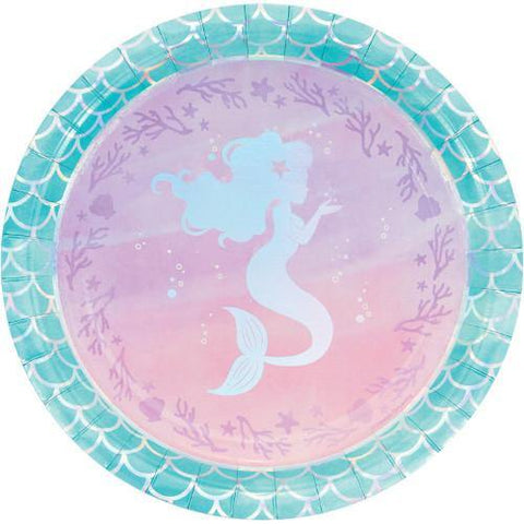 Mermaid Shine Shaped Plate 9in Iridescent Foil Party Decorations Foxyavenue UK
