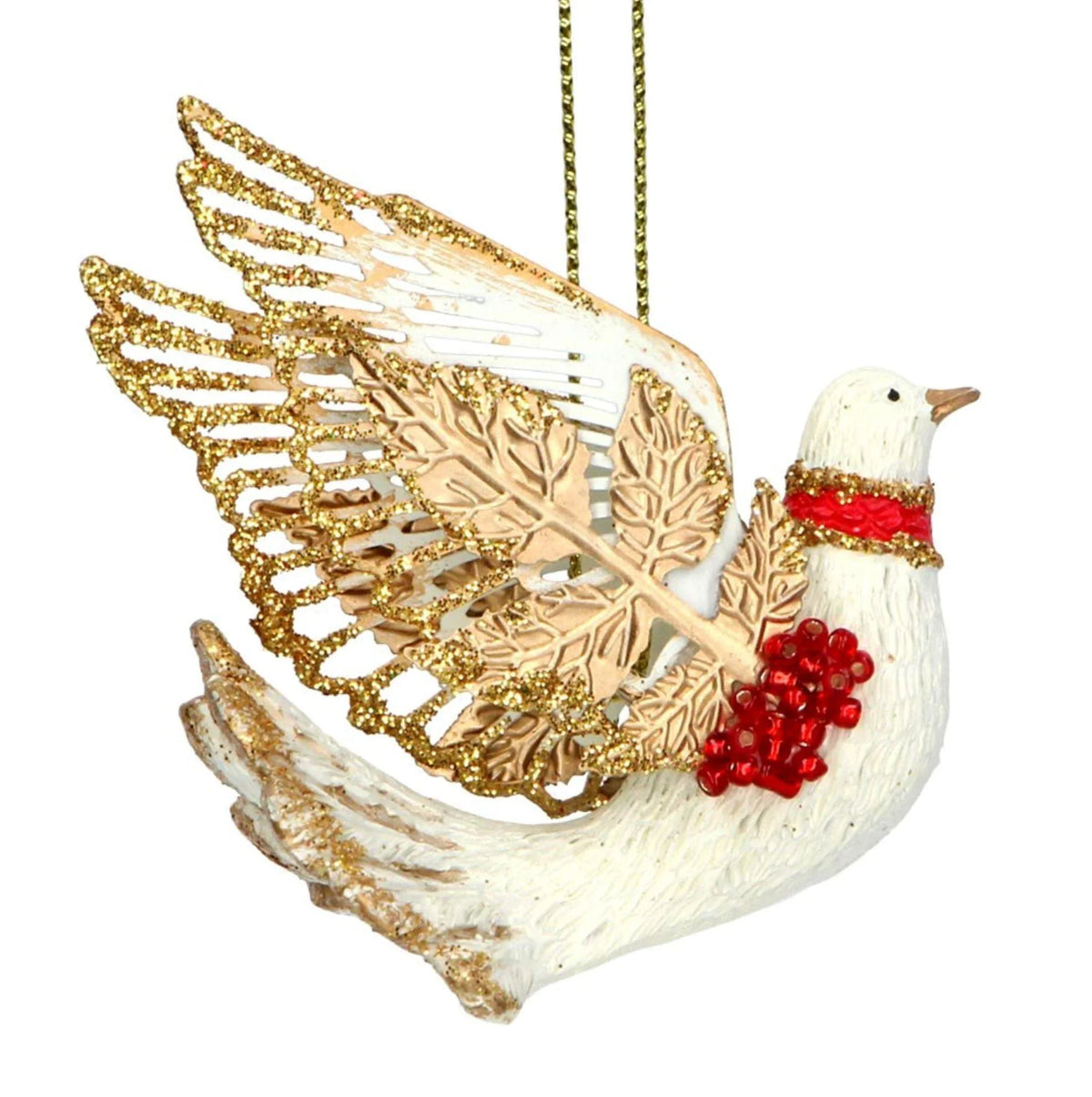 Metal Flying Cream Dove Tree Decorations Foxyavenue UK