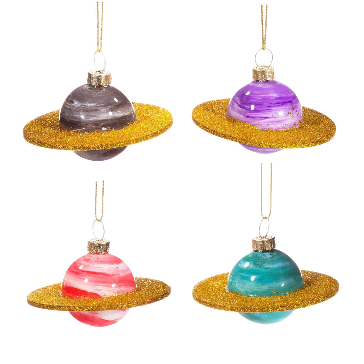 Mini Planets Shaped Bauble - Set of 4 Christmas Decorations Foxyavenue UK
