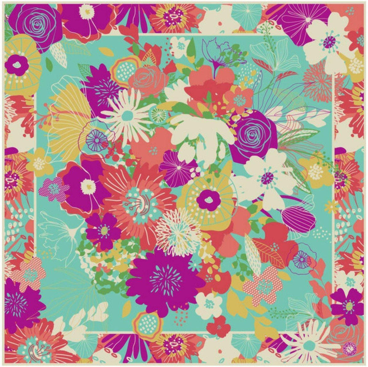 Modern Floral Satin Square Scarf Foxyavenue UK