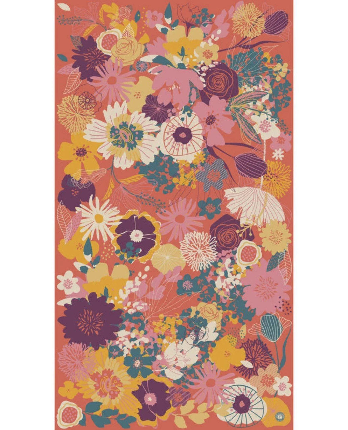 Modern Floral Tangerine Print Scarf Scarf Foxyavenue UK