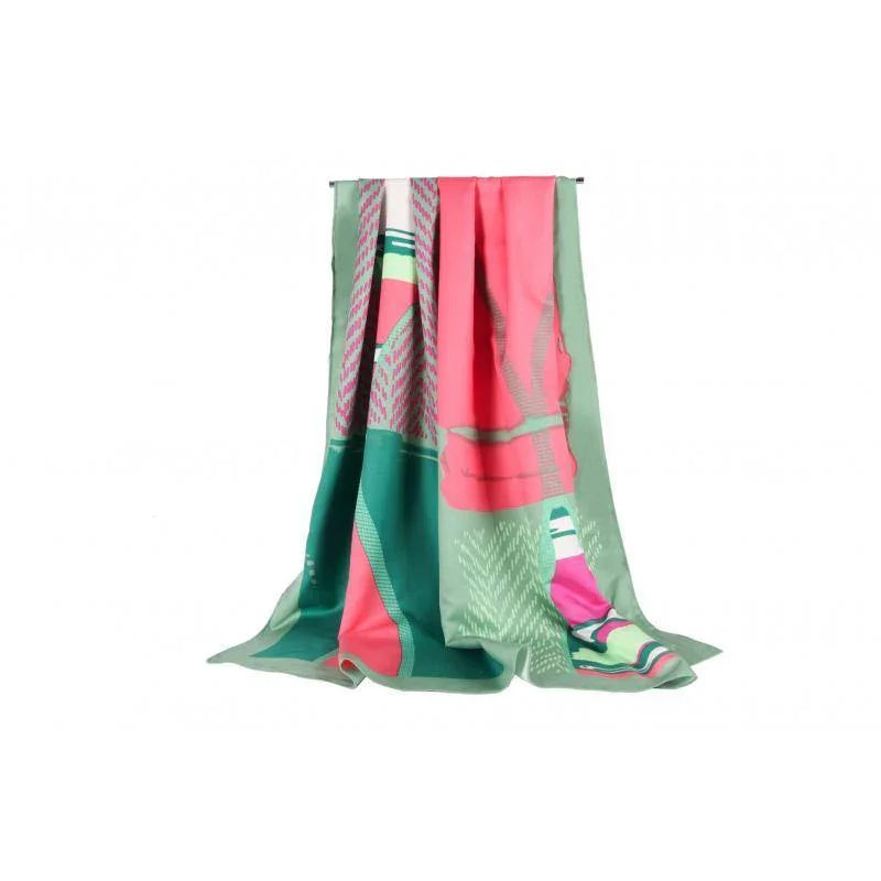 Multi Patterns Sliky Scarf - Green Scarf Foxyavenue UK