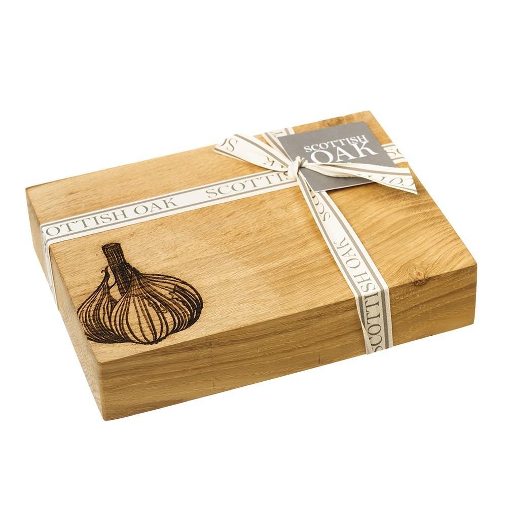 OAK Garlic Chopping Board - Etched Tableware Foxyavenue UK