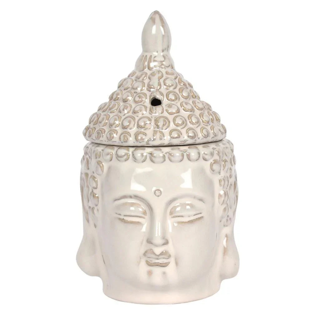 Off White Buddha Head Oil Burner Oil Burners Foxyavenue UK
