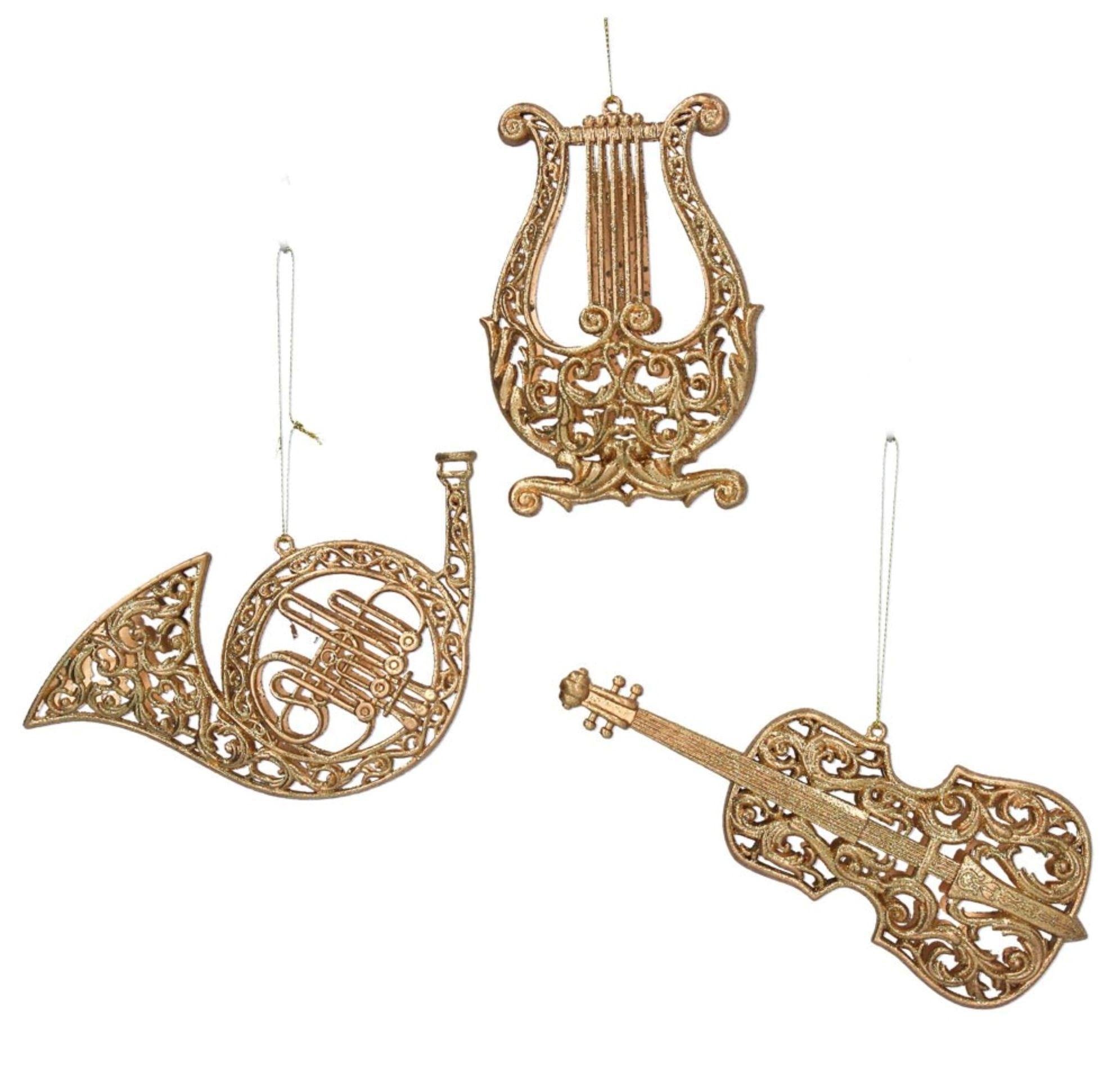 Old Gold Filigree Instruments Tree Decorations Foxyavenue UK