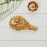 Olive Wood Garlic Board With Handle Tableware Foxyavenue UK