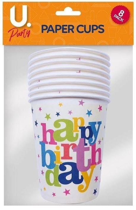 Party - Happy birthday Paper Cups Party Decorations Foxyavenue UK