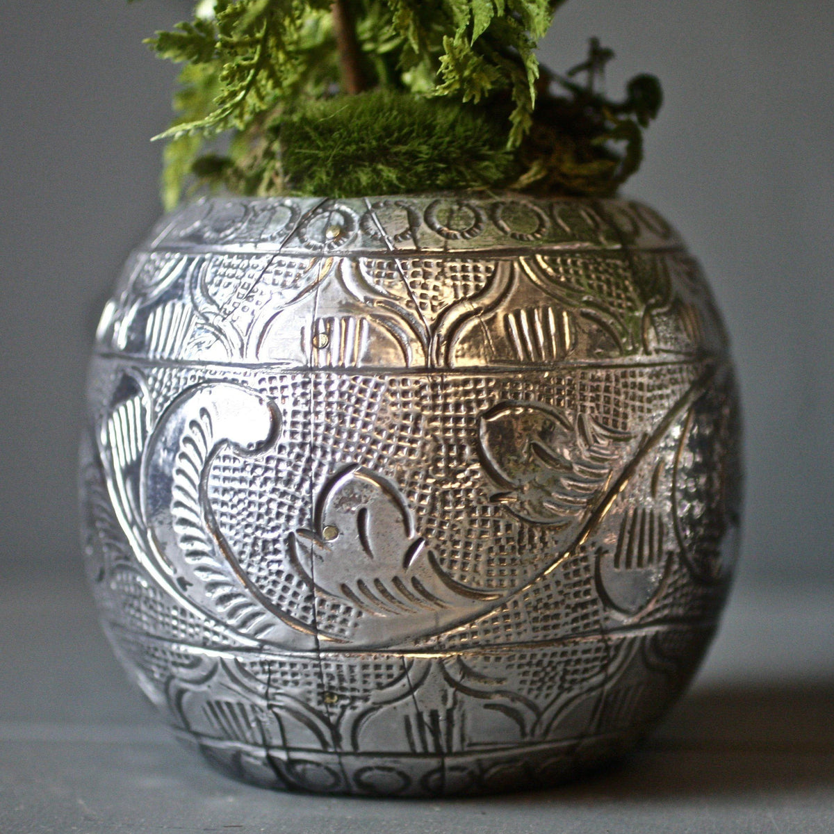 Pattern Pewter Planter HomeDecor Foxyavenue UK
