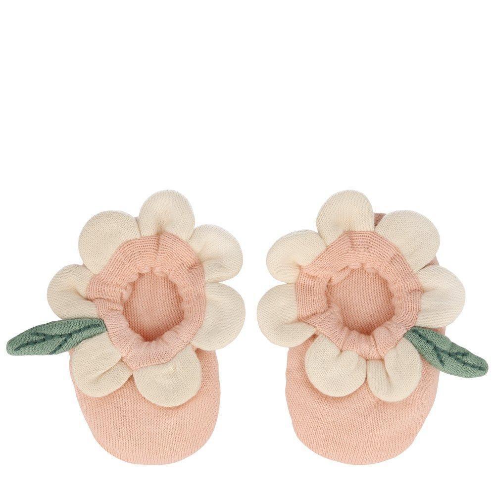 Peach Daisy Baby Booties Booties Foxyavenue UK