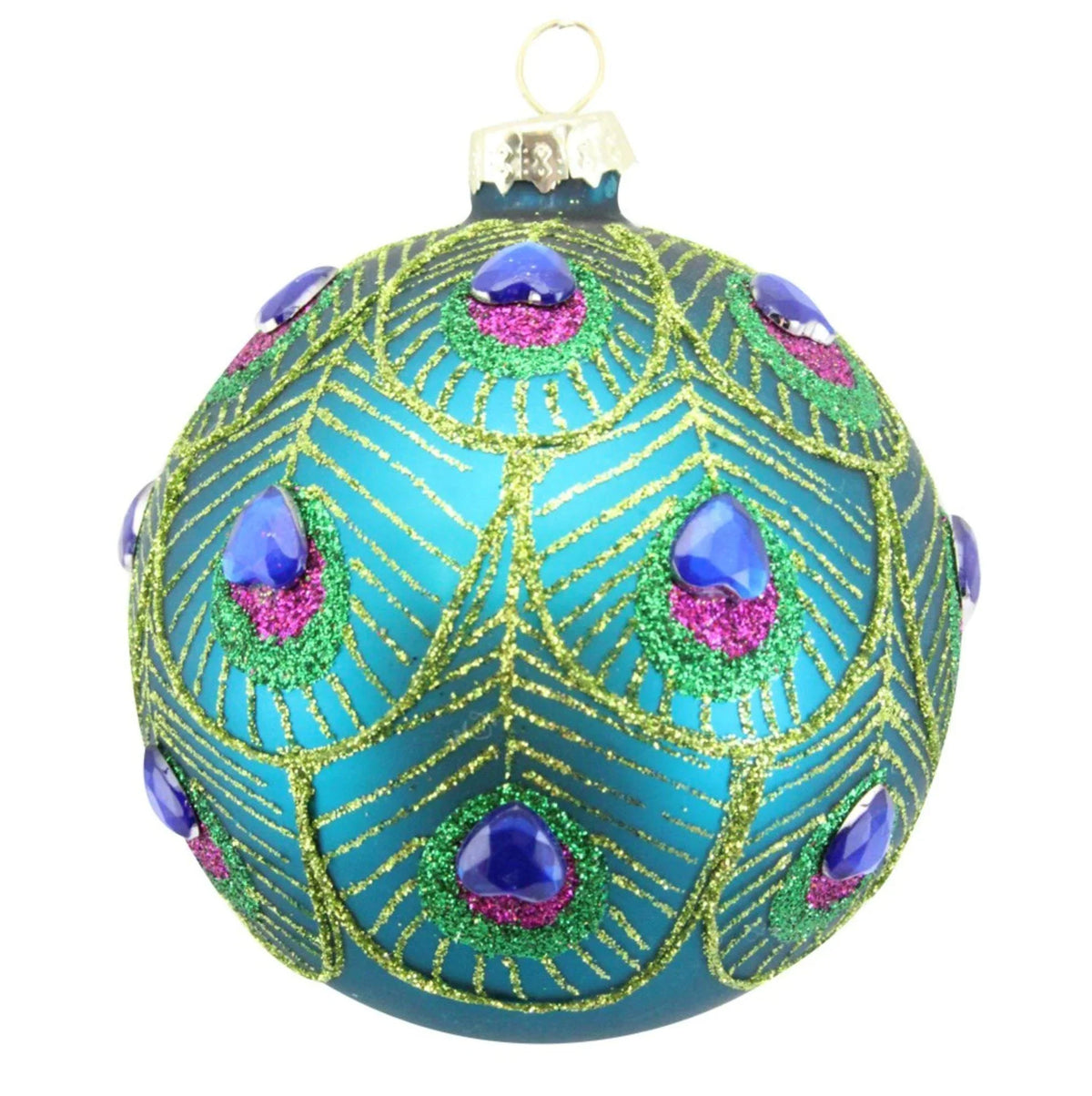 Peacock Feather Scalloped Glass Ball Tree Decorations Foxyavenue UK