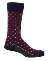 Pin Polka - Burgundy Men's Socks Foxyavenue UK