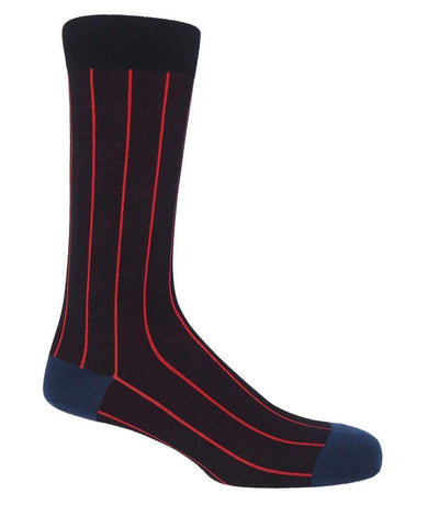 Pin Stripe - Black Men's Socks Foxyavenue UK