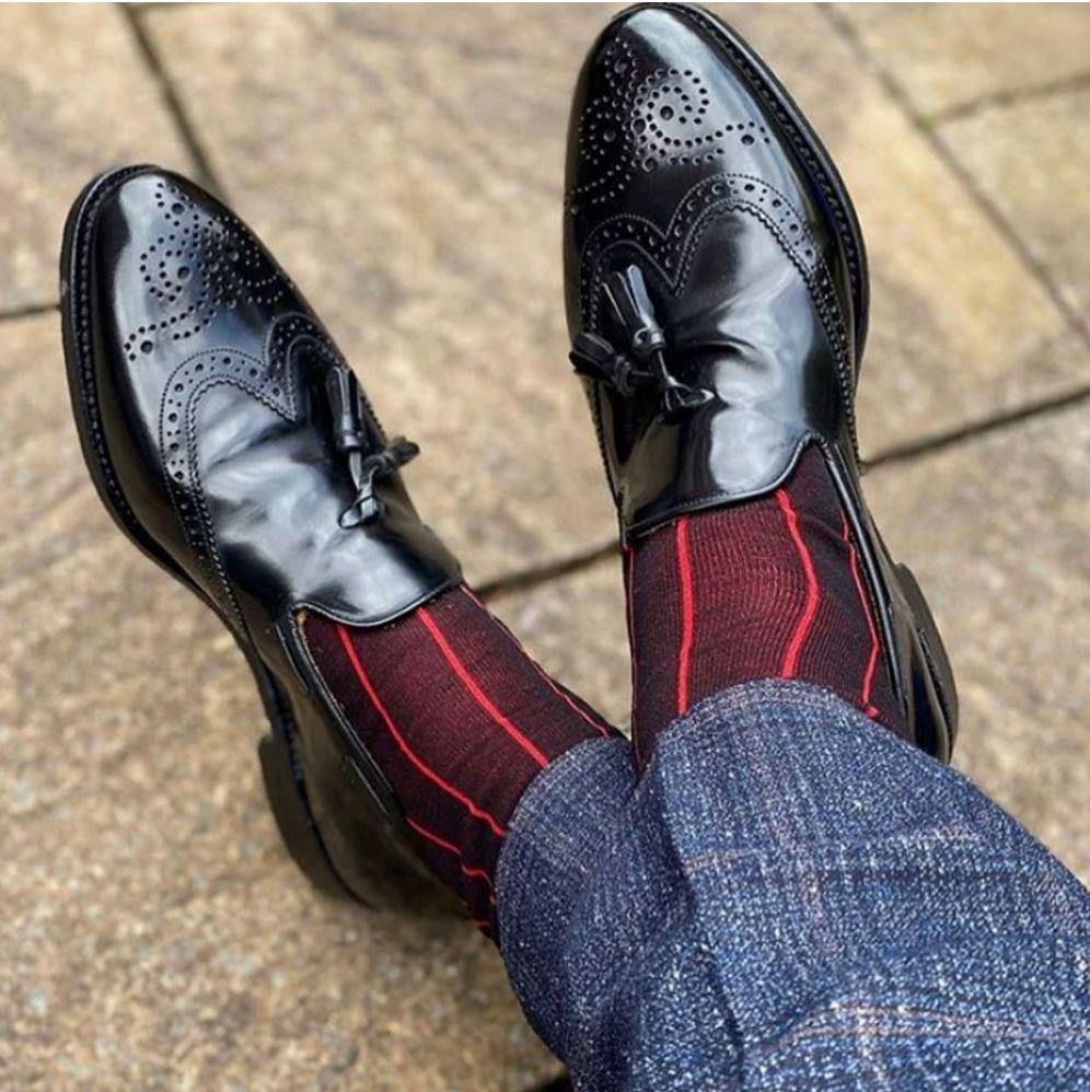Oxford Stripe Men's Trainer Socks - Black – Peper Harow