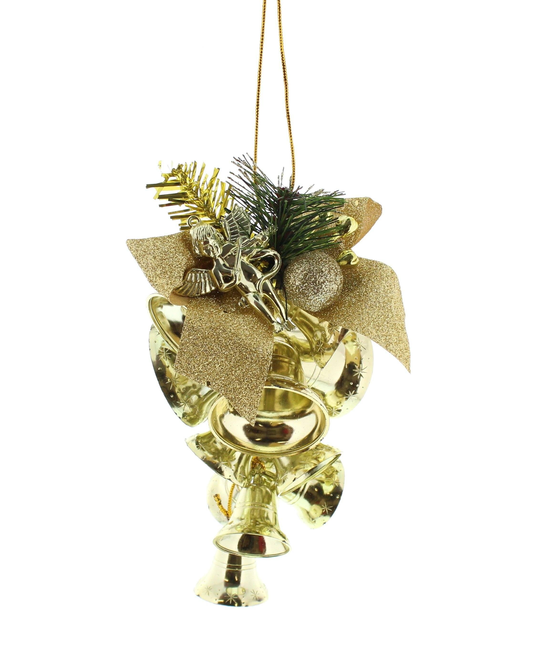 Pinecone Bell Cluster - Gold Tree Decorations Foxyavenue UK