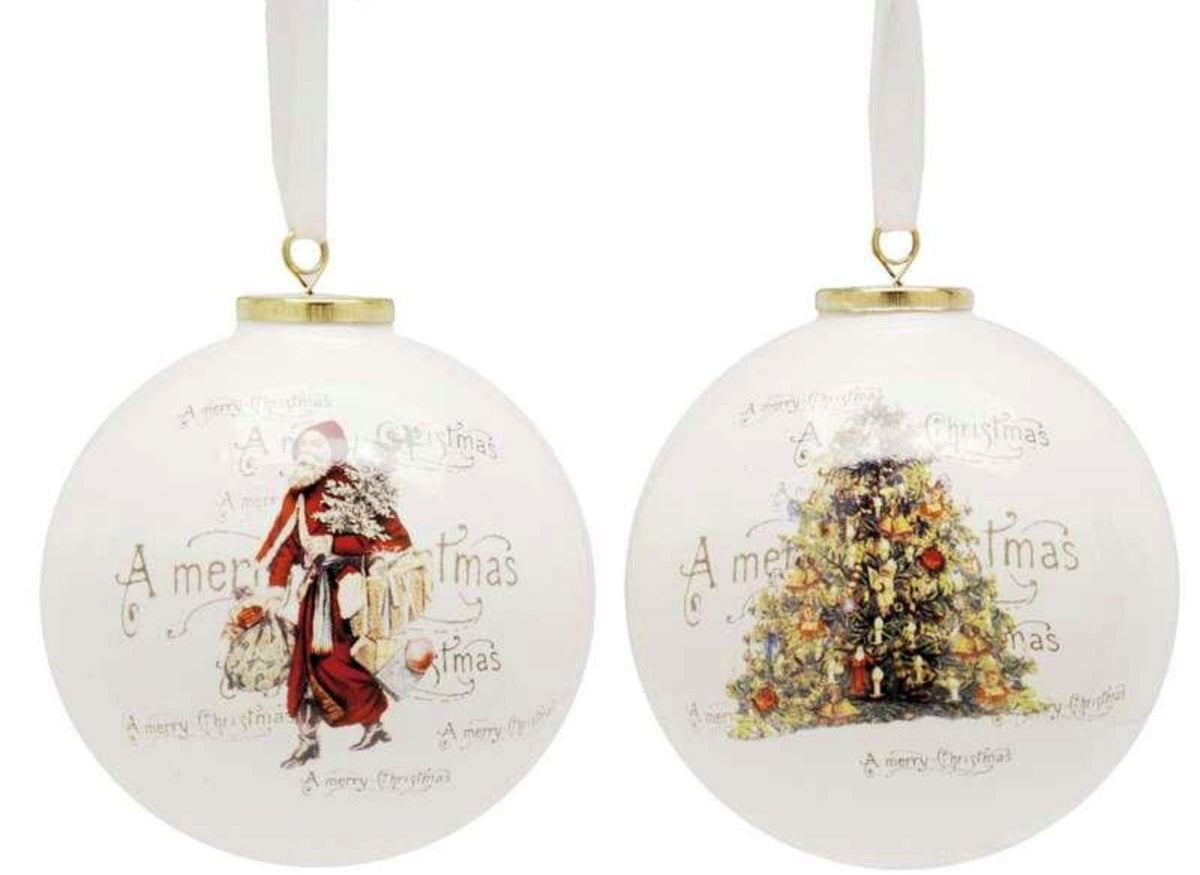 Porcelain Santa and Xmas baubles Tree Decorations Foxyavenue UK