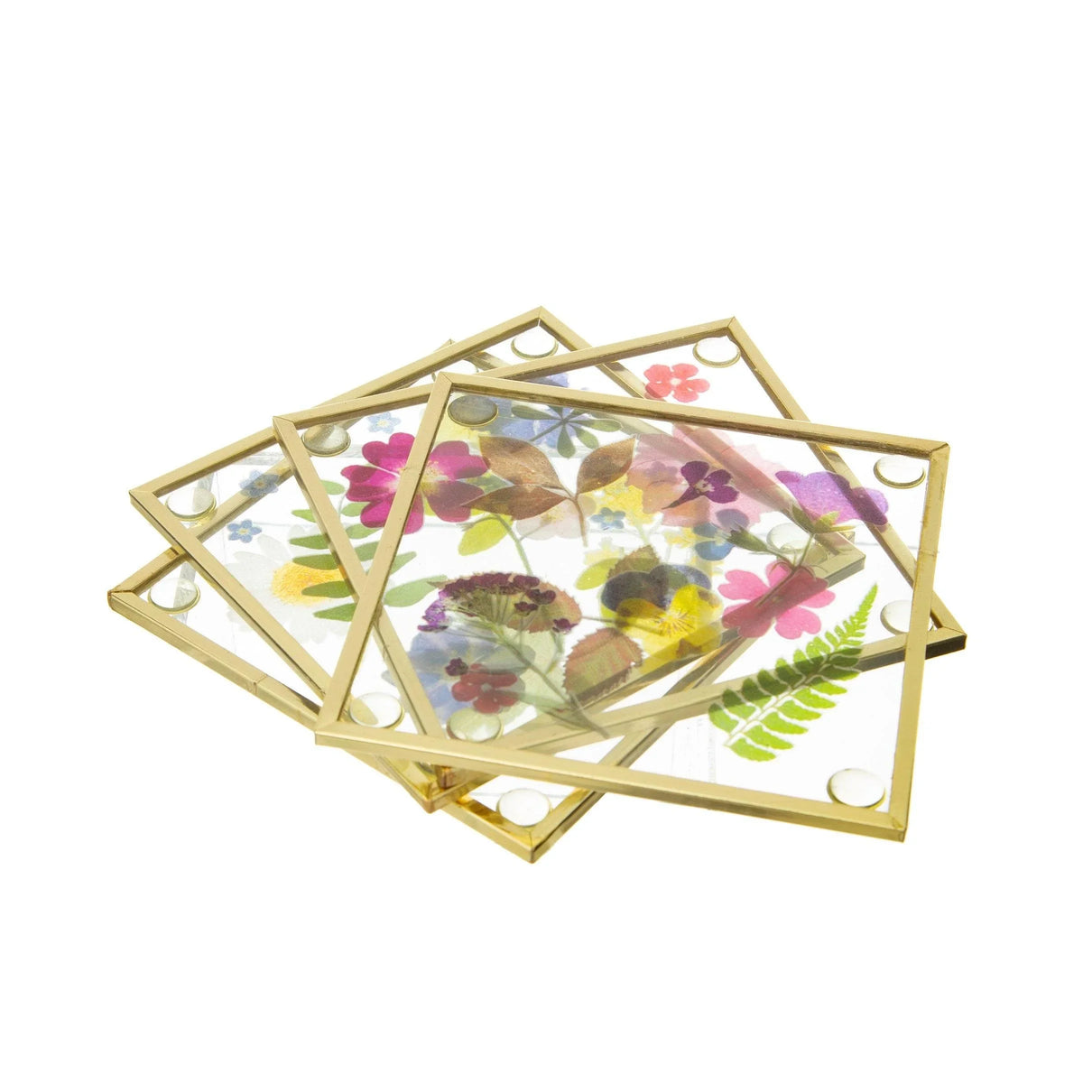 Pressed Flowers Glass Coasters Coasters Foxyavenue UK