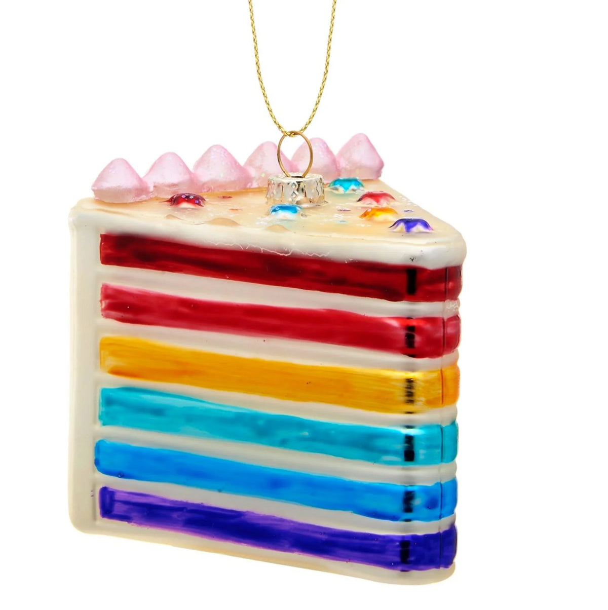 Rainbow Cake Slice Shaped Bauble Christmas Decorations Foxyavenue UK