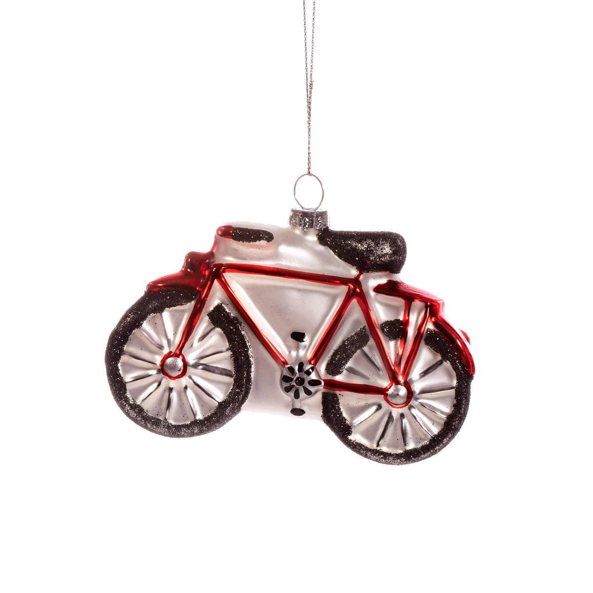 Red Bicycle Shaped Bauble Christmas Decorations Foxyavenue UK