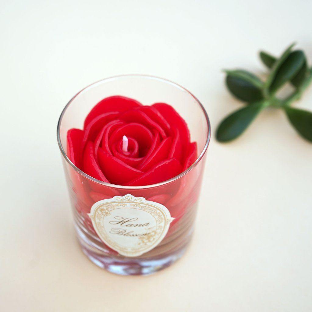 Red Rose Scented Container Candle - HoneySuckle Candles Foxyavenue UK