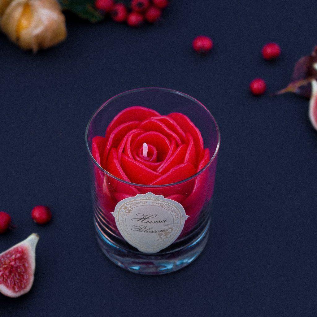 Red Rose Scented Container Candle - HoneySuckle Candles Foxyavenue UK