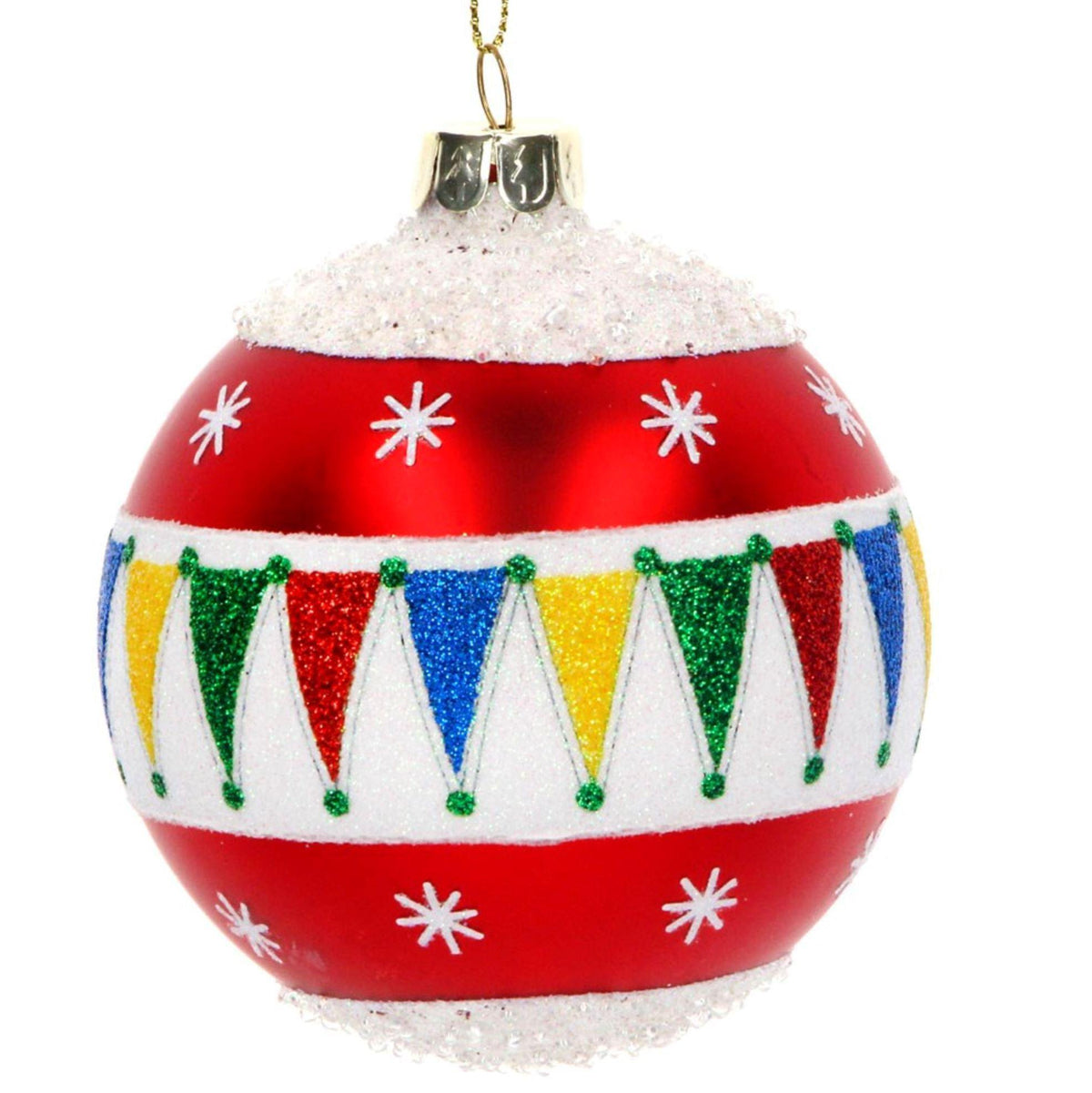 Red/White Ball with Glitter Bunting Tree Decorations Foxyavenue UK