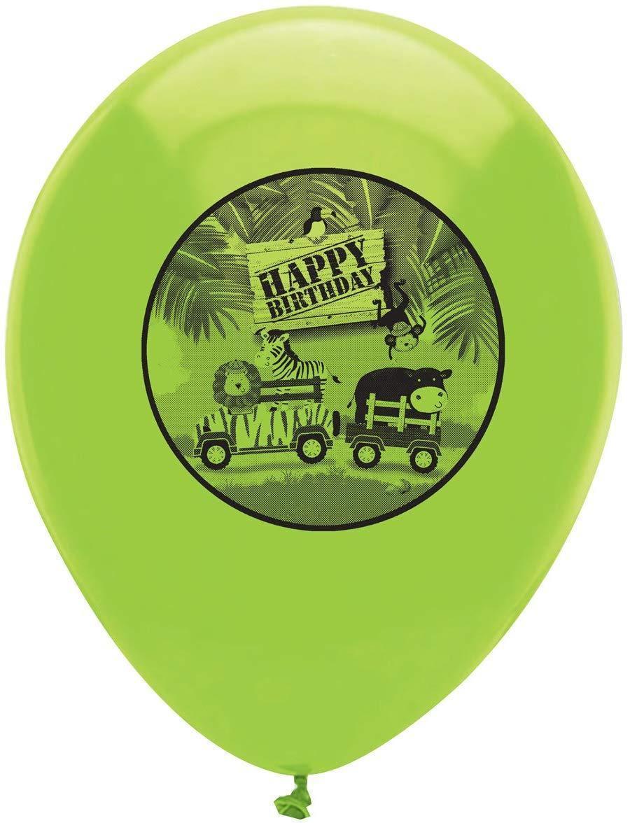 Safari Adventure Latex Balloons 2 Sided Print Jungle Safari Foxyavenue UK