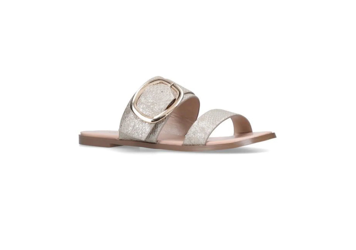 Serena Gold Buckle Flat Sandals By Nine West Shoes Foxyavenue UK