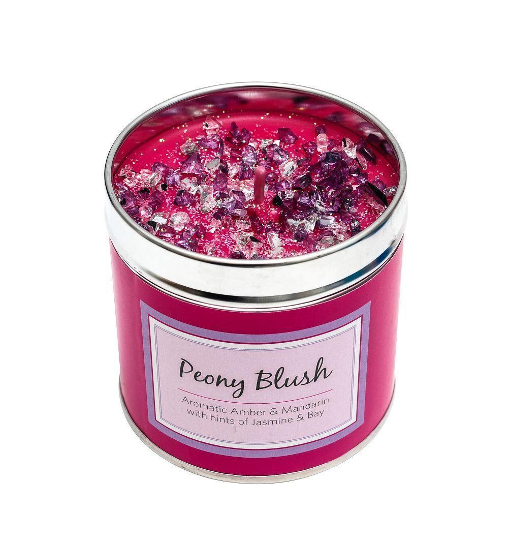 Seriously Scented Tin Candle - Peony Blush Candles Foxyavenue UK