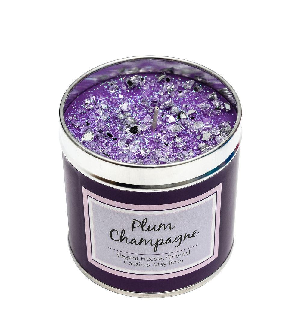 Seriously Scented Tin Candle - Plum Champagne Candles Foxyavenue UK