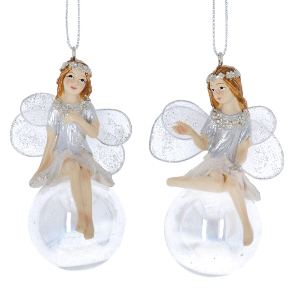 Set of Fairies on Bubbles - Silver Tree Decorations Foxyavenue UK