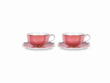 Set/2 Espresso Cups & Saucers - Royal Pink Infuser Foxyavenue UK