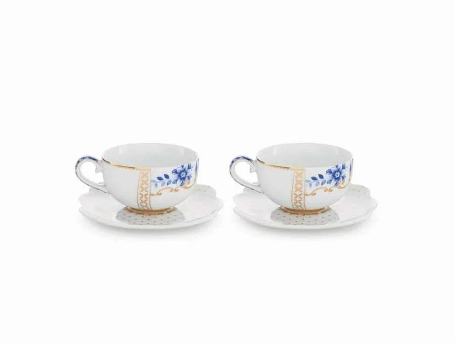 Set/2 Espresso Cups & Saucers - Royal White Infuser Foxyavenue UK
