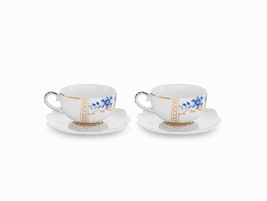 Set/2 Espresso Cups & Saucers - Royal White Infuser Foxyavenue UK