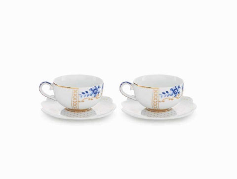 Set/2 Espresso Cups & Saucers - Royal White Infuser Foxyavenue UK