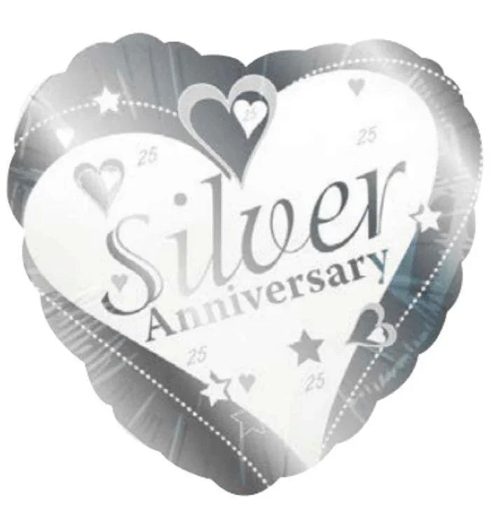 Silver Anniversary Foil Balloon Baloons Foxyavenue UK