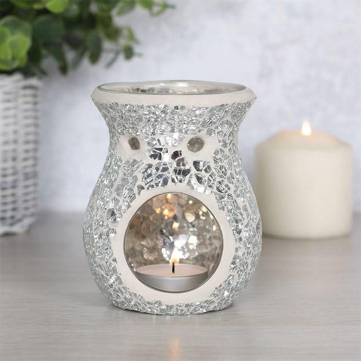 Small Silver Crackle Oil Burner Oil Burners Foxyavenue UK