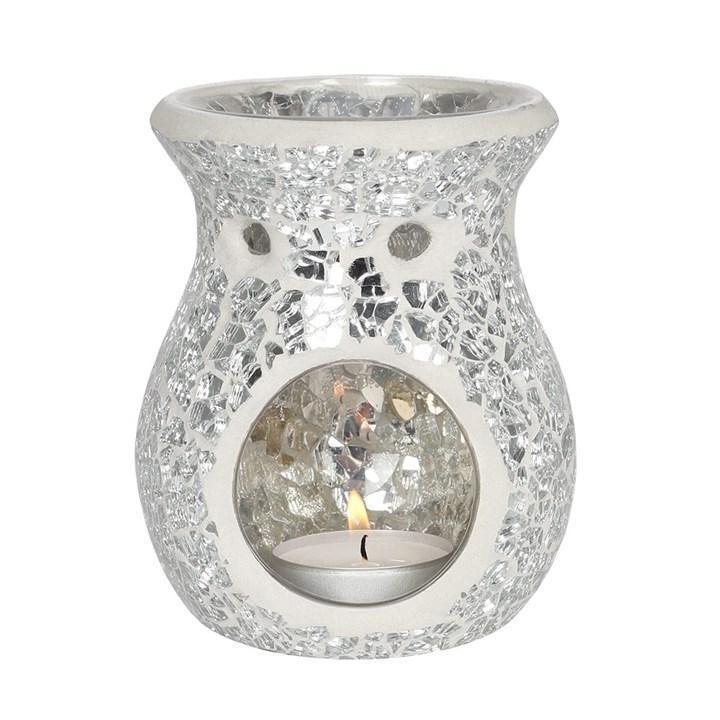 Small Silver Crackle Oil Burner Oil Burners Foxyavenue UK