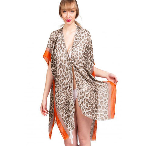 Soft Printed Pareo Sarong Dress with Leopard Pattern Sarong Foxyavenue UK