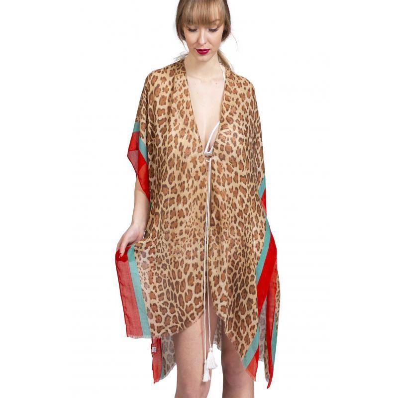 Soft Printed Pareo Sarong Dress with Leopard Pattern Sarong Foxyavenue UK