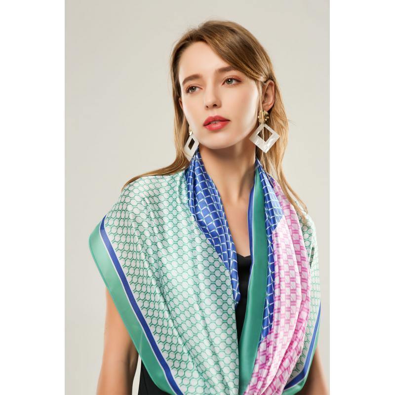 Square and Circle Silk Scarf Scarf Foxyavenue UK