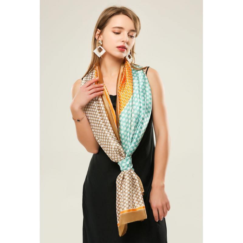 Square and Circle Silk Scarf Scarf Foxyavenue UK