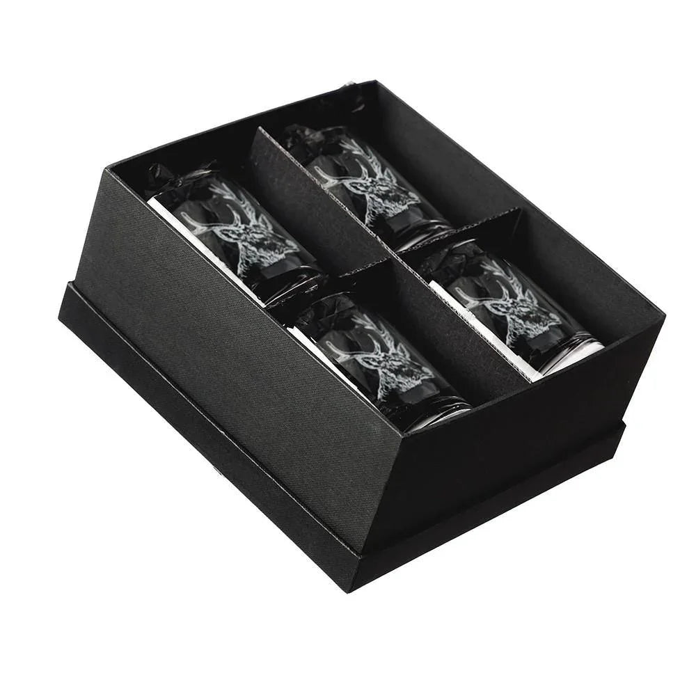 Stag Engraved Glass Tumbler - Gift Set Glasses Foxyavenue UK