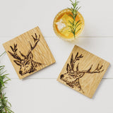 Stag Oak Coasters - Set of 2 Tableware Foxyavenue UK